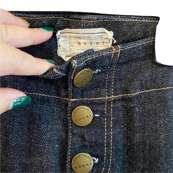 MARNI x Current Elliott 0 Jeans The Easy Trouser Button Fly Cropped - Picture 4 of 10